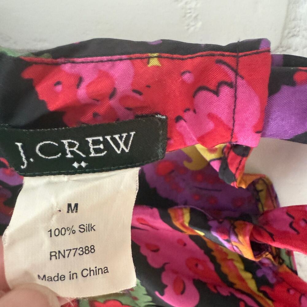 J.CREW Women's Floral Sleeveless Trapeeze Bow 100% Silk Top Blouse sz M - Picture 4 of 6